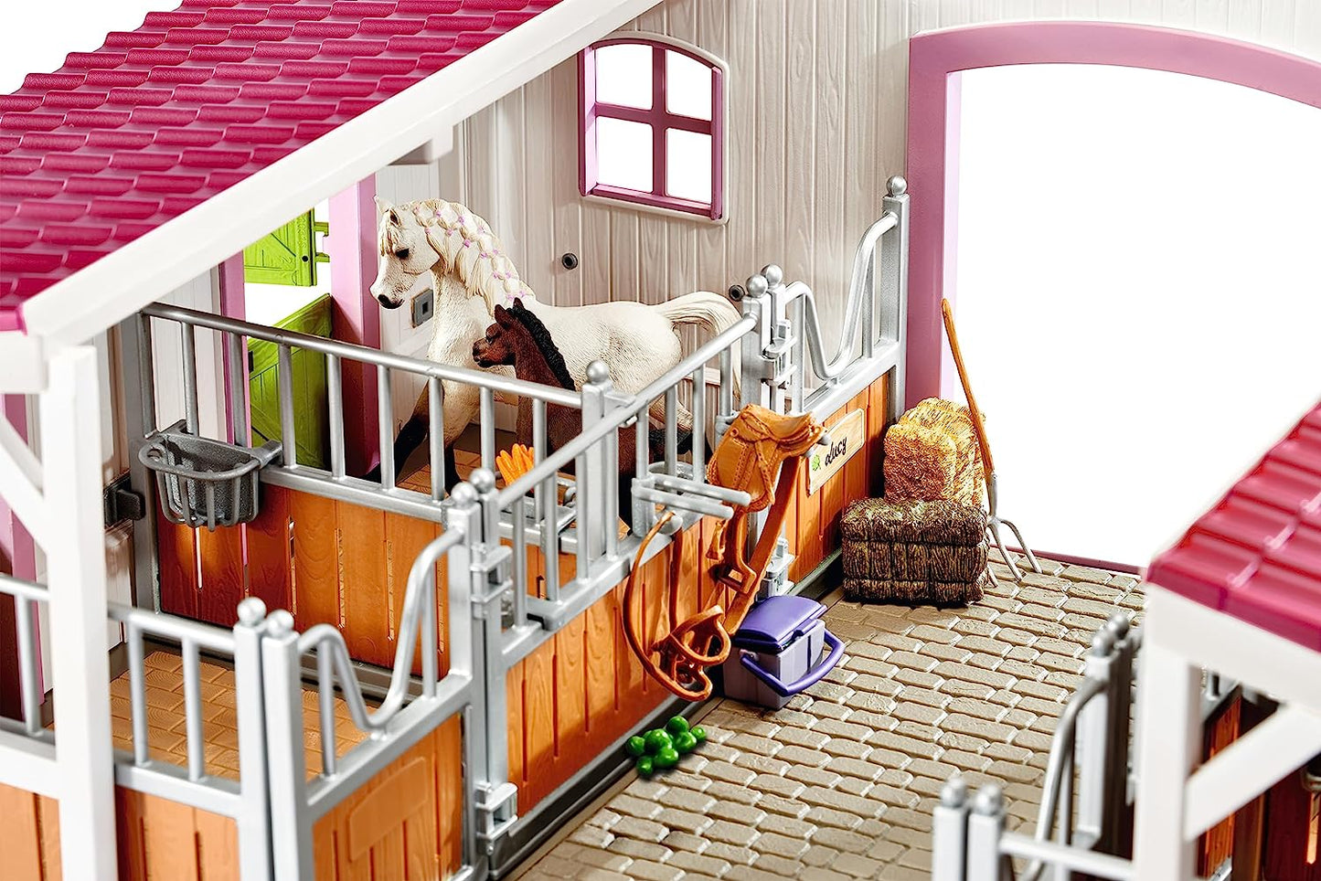 Schleich Horse Barn and Stable Playset - Award-Winning Riding Center 44 Piece Set, 2 Pony Toys, Rider Figurine, and Farm Accessories, for Girls and Boys 5 Years Old and Above