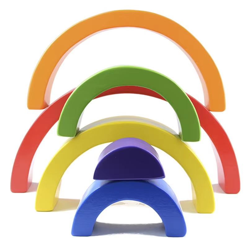 Kids Wooden Toy Montessori Rainbow Building Blocks DIY Creative Stacking Balance Game Educational Toys for Children Kids Gifts