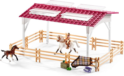 Schleich Horse Barn and Stable Playset - Award-Winning Riding Center 44 Piece Set, 2 Pony Toys, Rider Figurine, and Farm Accessories, for Girls and Boys 5 Years Old and Above