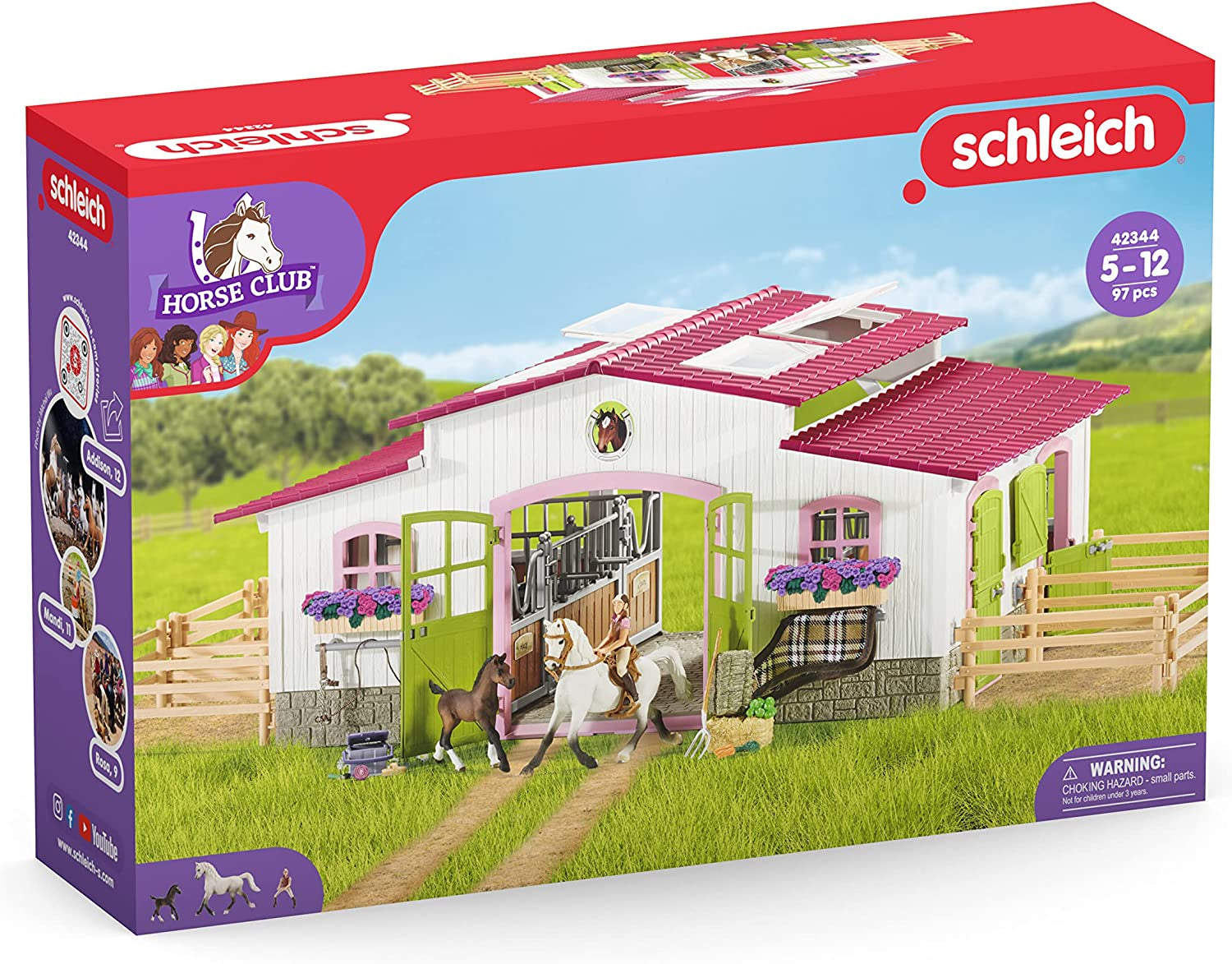 Schleich Horse Barn and Stable Playset - Award-Winning Riding Center 44 Piece Set, 2 Pony Toys, Rider Figurine, and Farm Accessories, for Girls and Boys 5 Years Old and Above