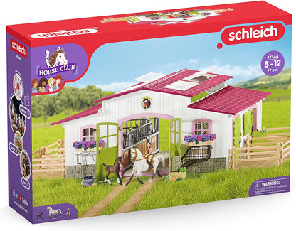 Schleich Horse Barn and Stable Playset - Award-Winning Riding Center 44 Piece Set, 2 Pony Toys, Rider Figurine, and Farm Accessories, for Girls and Boys 5 Years Old and Above