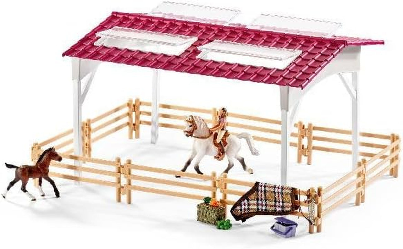 Schleich Horse Barn and Stable Playset - Award-Winning Riding Center 44 Piece Set, 2 Pony Toys, Rider Figurine, and Farm Accessories, for Girls and Boys 5 Years Old and Above