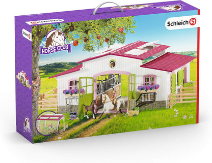 Schleich Horse Barn and Stable Playset - Award-Winning Riding Center 44 Piece Set, 2 Pony Toys, Rider Figurine, and Farm Accessories, for Girls and Boys 5 Years Old and Above
