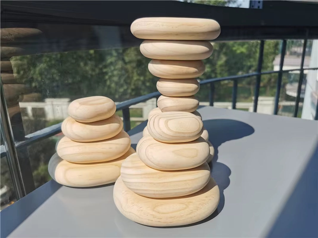 Children Rainbow Wood Blocks Loose Parts Toy Mushrooms Montessori Wooden Droplets Jigsaw