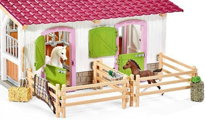 Schleich Horse Barn and Stable Playset - Award-Winning Riding Center 44 Piece Set, 2 Pony Toys, Rider Figurine, and Farm Accessories, for Girls and Boys 5 Years Old and Above