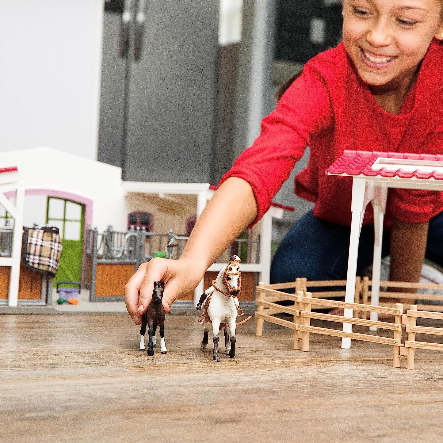 Schleich Horse Barn and Stable Playset - Award-Winning Riding Center 44 Piece Set, 2 Pony Toys, Rider Figurine, and Farm Accessories, for Girls and Boys 5 Years Old and Above