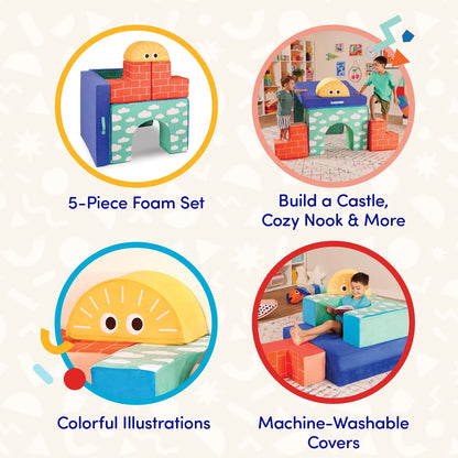 Cloud Castle Foam Fort Building Set with 5 Multicolor Play Shapes, Indoor Toy for 12 Months +