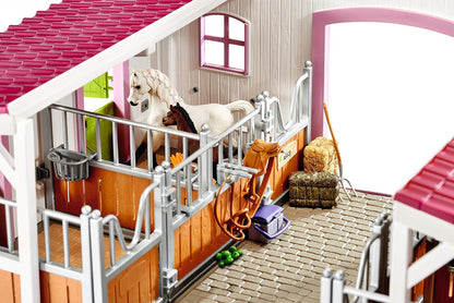 Schleich Horse Barn and Stable Playset - Award-Winning Riding Center 44 Piece Set, 2 Pony Toys, Rider Figurine, and Farm Accessories, for Girls and Boys 5 Years Old and Above
