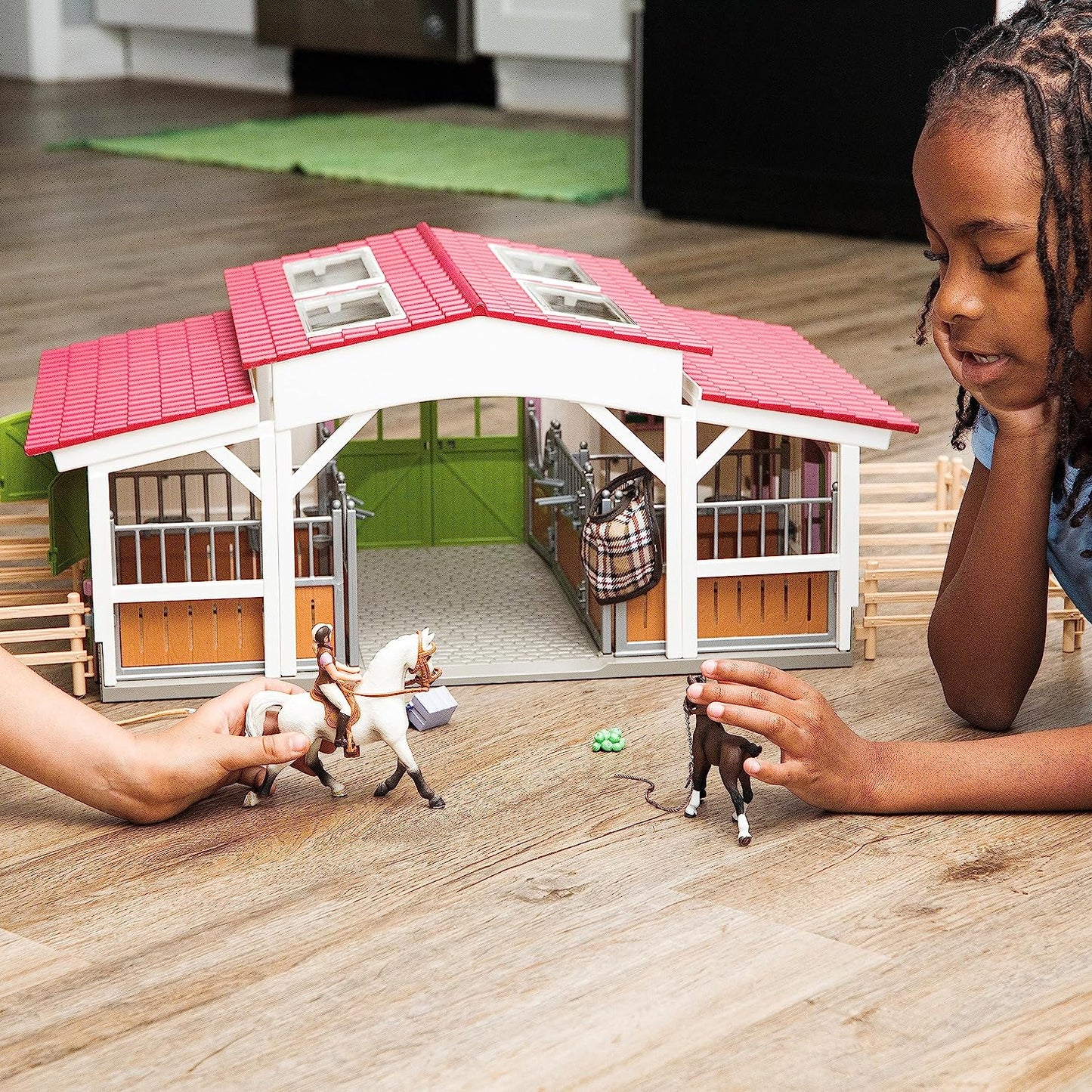 Schleich Horse Barn and Stable Playset - Award-Winning Riding Center 44 Piece Set, 2 Pony Toys, Rider Figurine, and Farm Accessories, for Girls and Boys 5 Years Old and Above