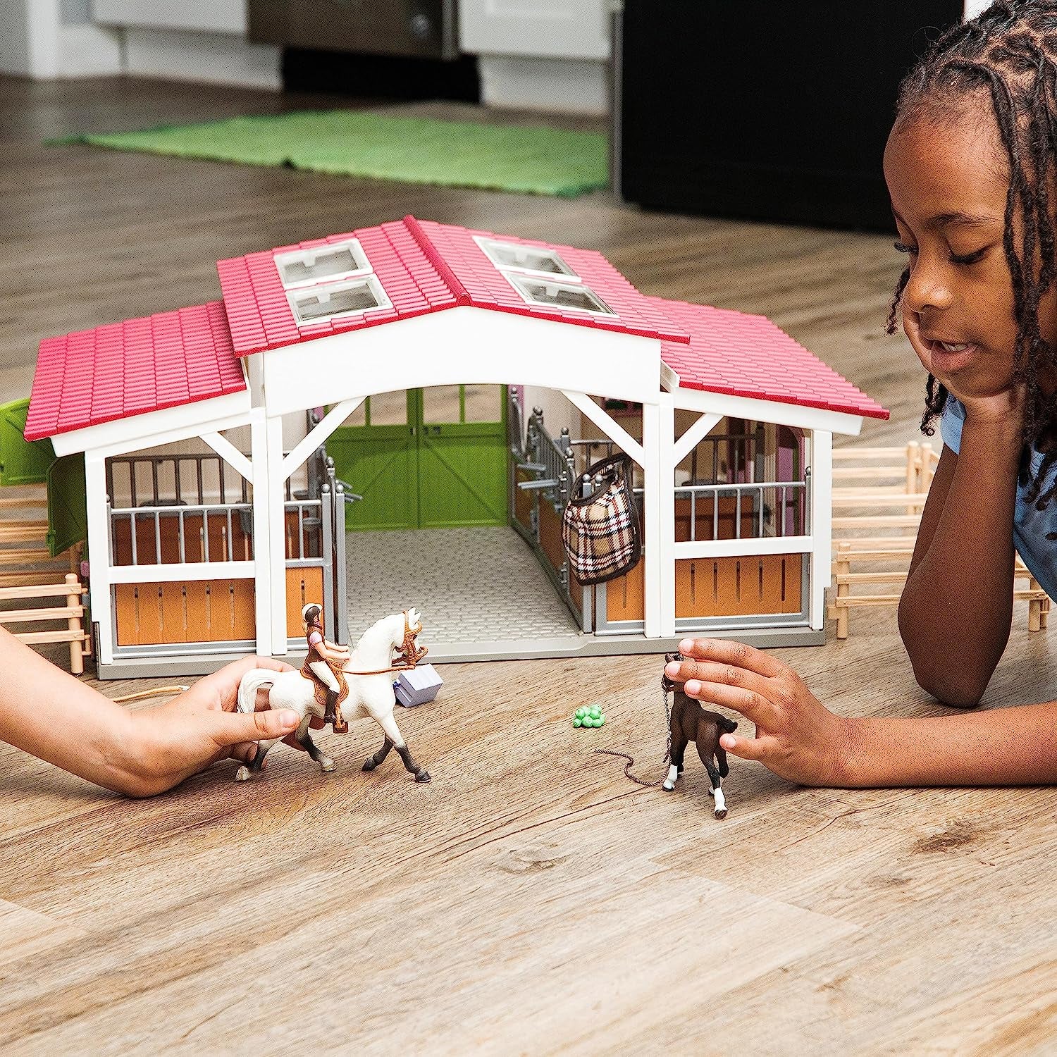 Schleich Horse Barn and Stable Playset - Award-Winning Riding Center 44 Piece Set, 2 Pony Toys, Rider Figurine, and Farm Accessories, for Girls and Boys 5 Years Old and Above