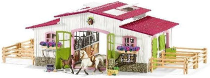 Schleich Horse Barn and Stable Playset - Award-Winning Riding Center 44 Piece Set, 2 Pony Toys, Rider Figurine, and Farm Accessories, for Girls and Boys 5 Years Old and Above